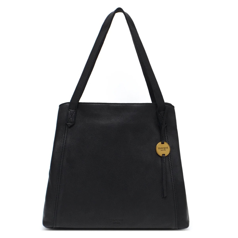 Black Margot Women's Marcy Leather Tote Shoulder Bag in Black